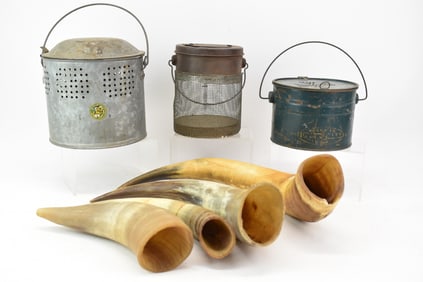 Three Vintage Minnow Bait Buckets