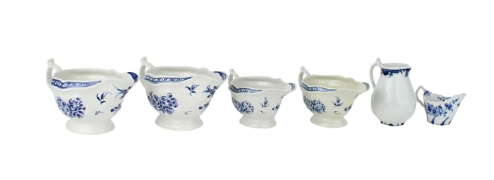 Four Royal Worcester Blue and White Porcelain Sauce Boats