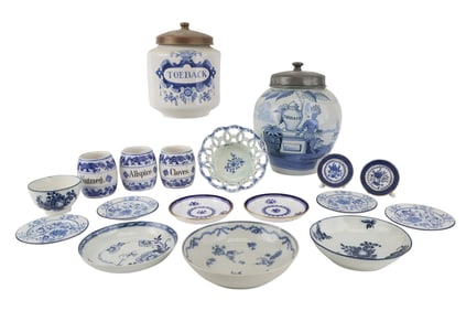 Group of Blue and White Porcelain Table Articles