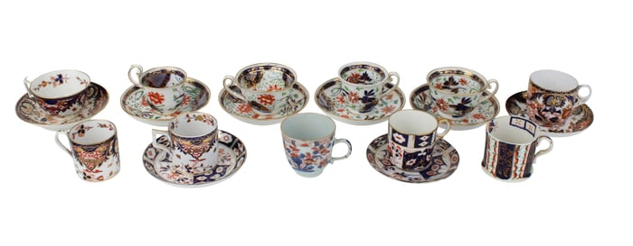 Group of Imari Porcelain Cups and Saucers
