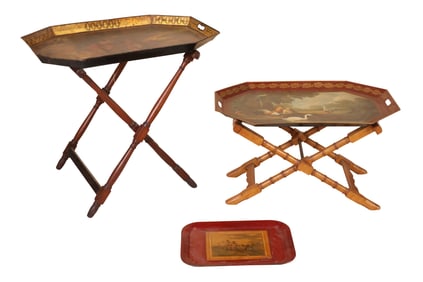 Three Paint-Decorated Tole Trays