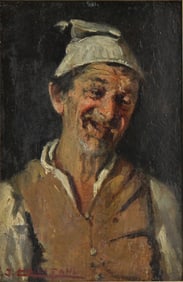 John Edmund Califano, 1862-1946, Portrait of an Italian Villager, Oil on Board