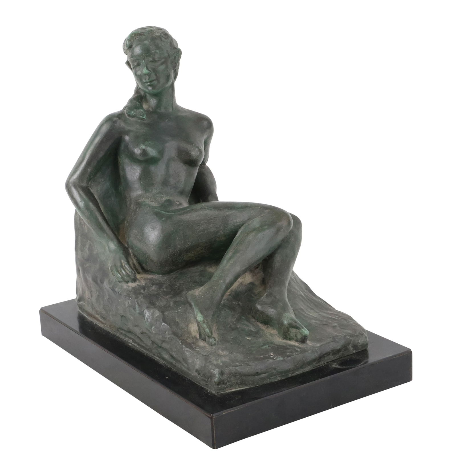 Reclining Nude Woman, Bronzed Plaster: Reclining Nude WomanBronzed PlasterInitialed E.S.D.10 3/4 x 11 1/2 x 7 1/2 in. (27.3 x 29.2 x 19.1 cm.)