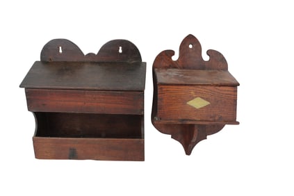 Two Country Oak Hanging Wall Boxes