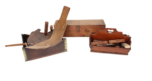 Group of Vintage Wood Tools and Caddys