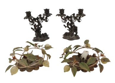 Pair of Figural Metal Candelabra