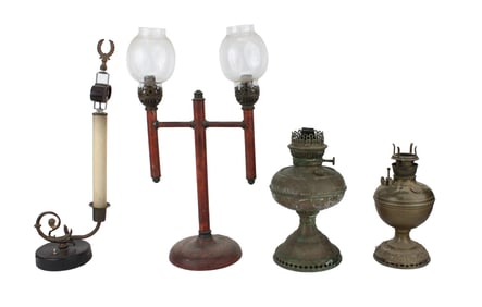 Two Brass Oil Lamps