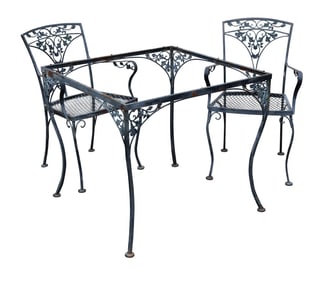 Cast-Iron Garden Table and Two Armchairs
