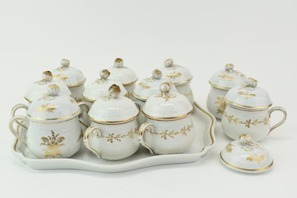 Mixed Set of Richard Ginori Pot De Creme and Tray