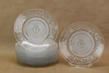 Set of 12 Baccarat Arabesque Colorless Glass Plates