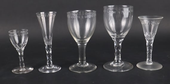Group of George III Facet Cut and Engraved Stemware