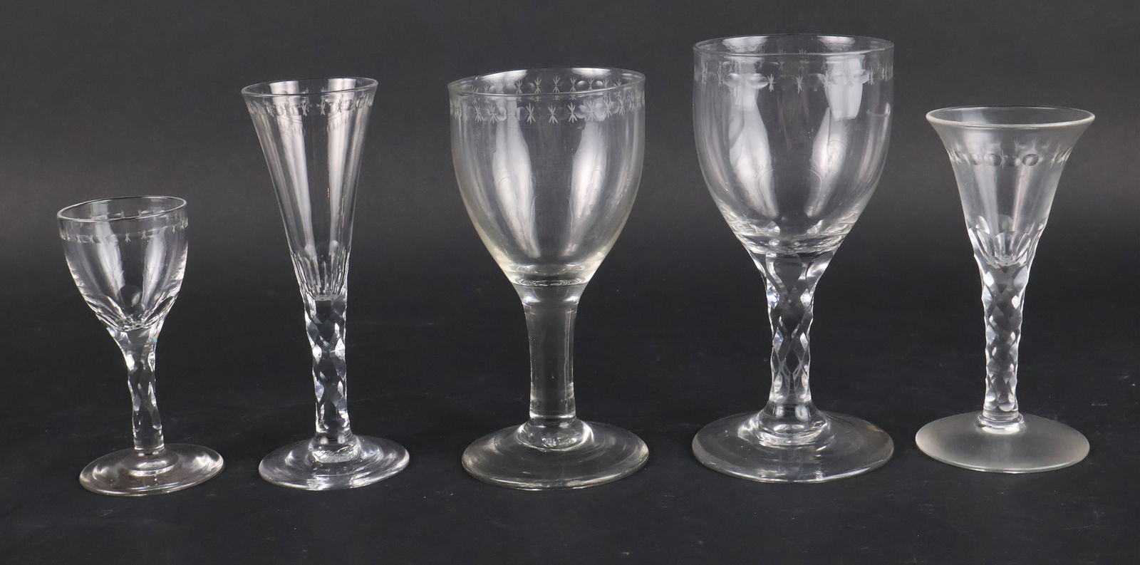 Group of George III Facet Cut and Engraved Stemware (1 of 8)