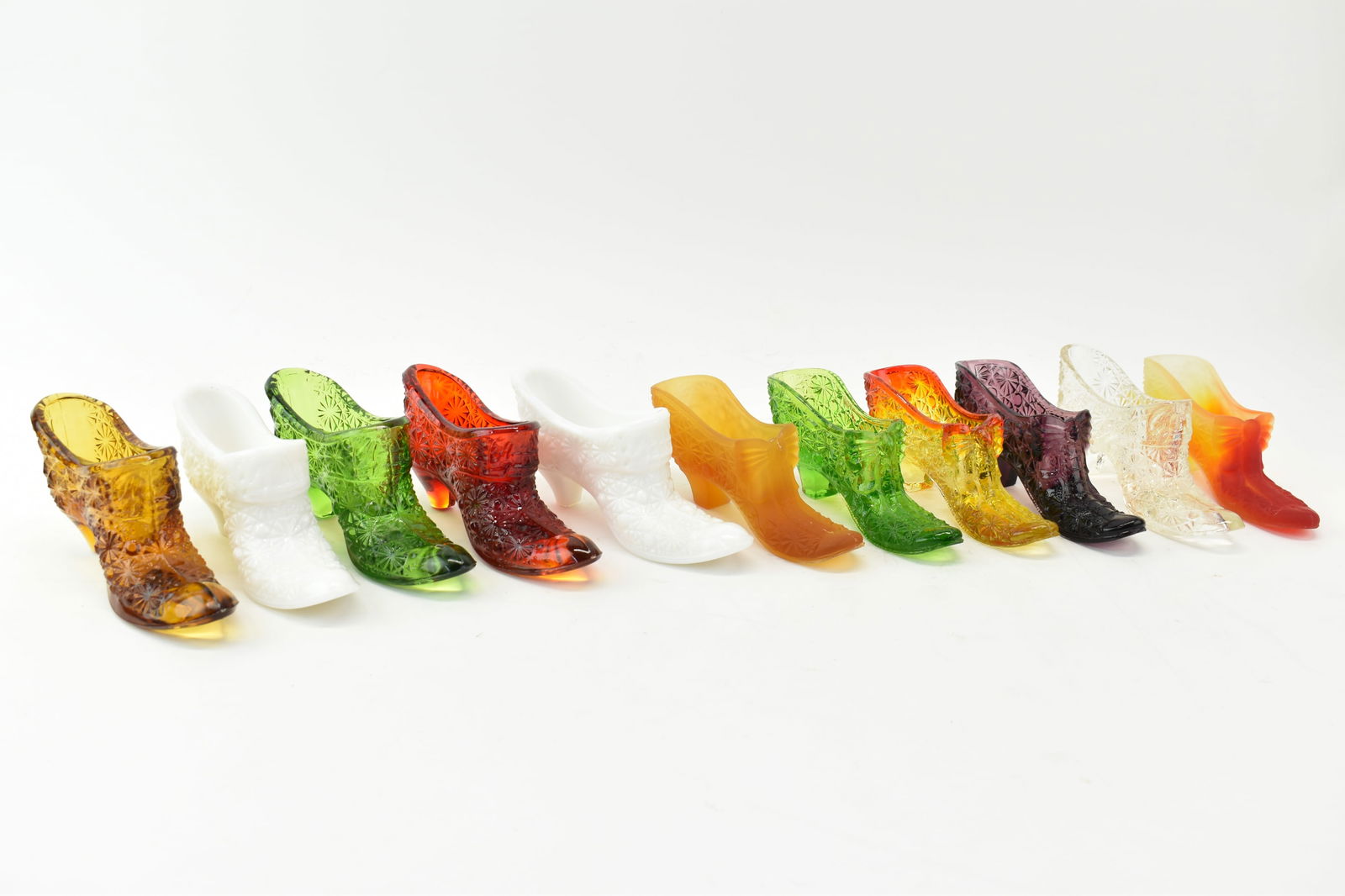 Group of 11 Assorted Fenton Daisy Button Glass Shoes (1 of 7)