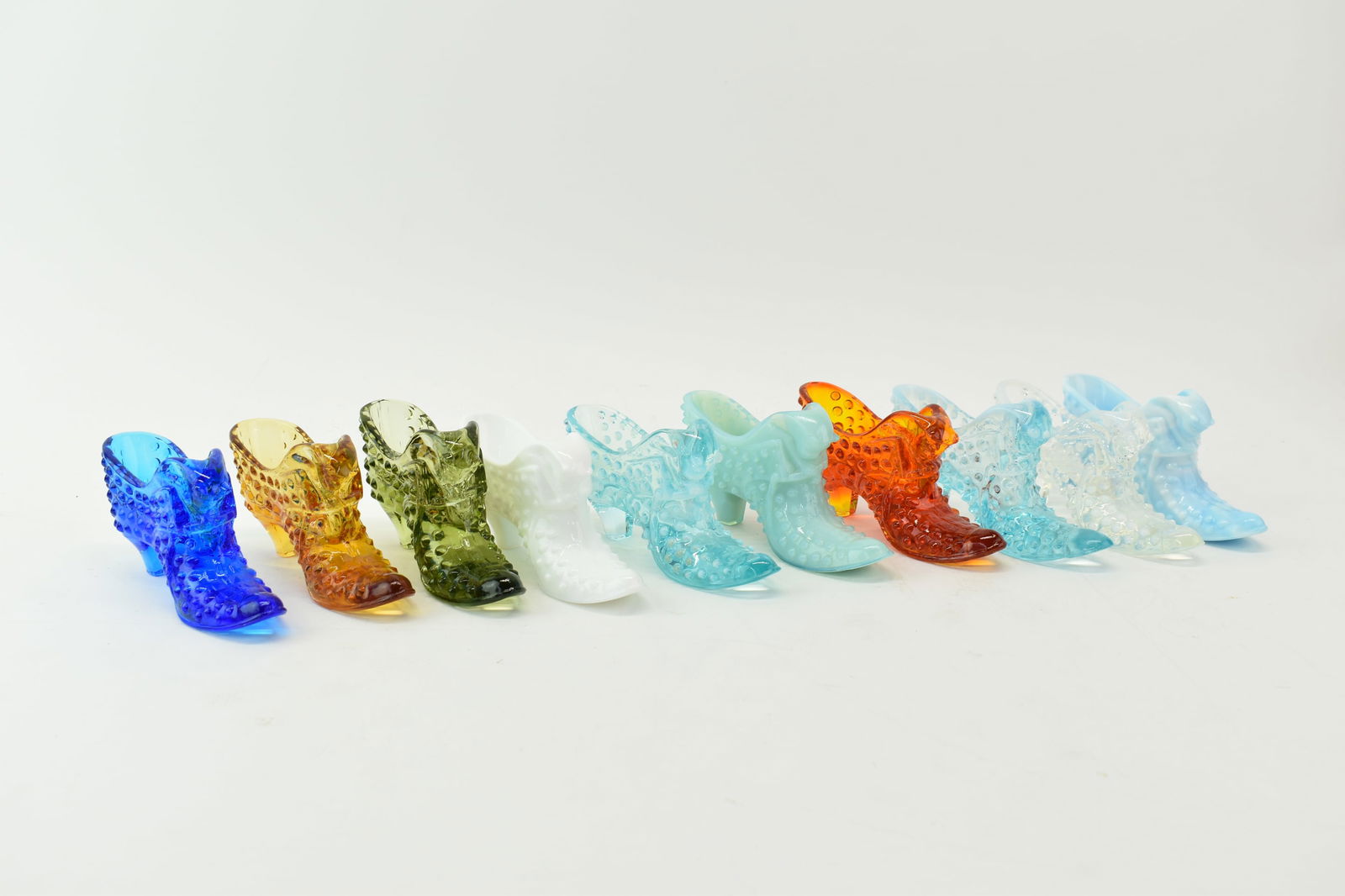 Group of 10 Assorted Fenton Hobnail Glass Shoes (1 of 8)