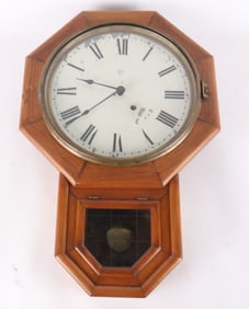 Seth Thomas Stained Pine Regulator Schoolhouse Clock