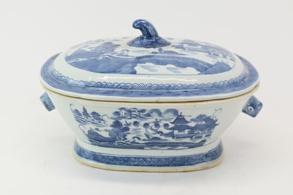 Canton Blue and White Covered Tureen