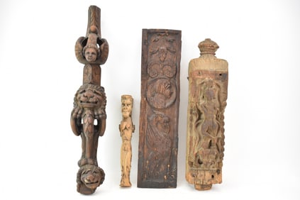 Antique Group of 4 Assorted Architectural Wooden Elements