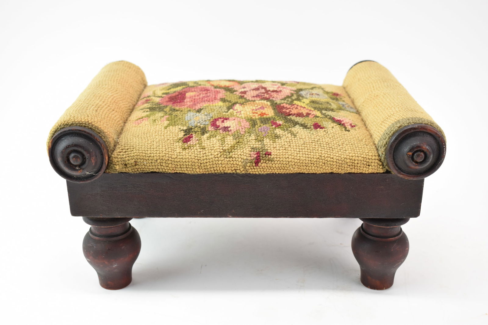 Antique Victorian Needlepoint Footstool (1 of 6)