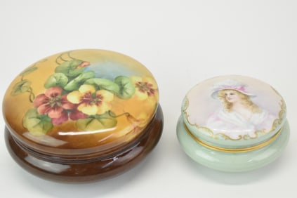 Two Tressemanes & Vogt France Porcelain Dresser Boxes