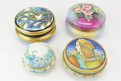 Three Limoges Hand Painted Dresser Boxes