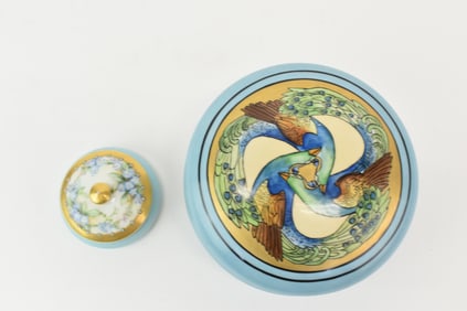 Two Limoges Hand Painted Dresser Boxes
