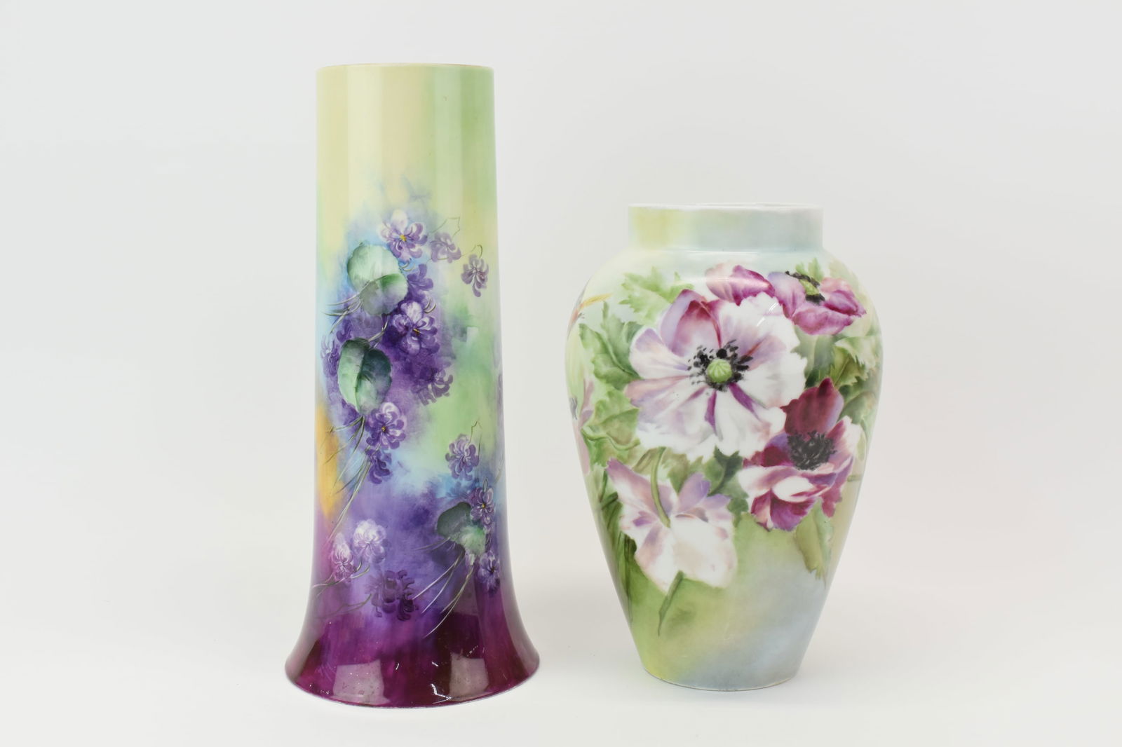 Antique Willets Belleek Violet Decorated 14" Tall Vase (1 of 10)