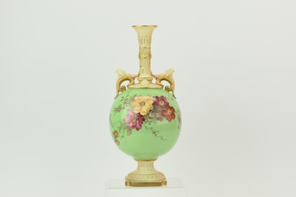 Antique Royal Worcester Floral Decorated Vase