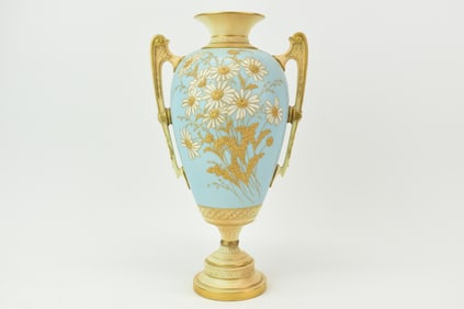 Antique Royal Worcester Daisy Decorated Vase