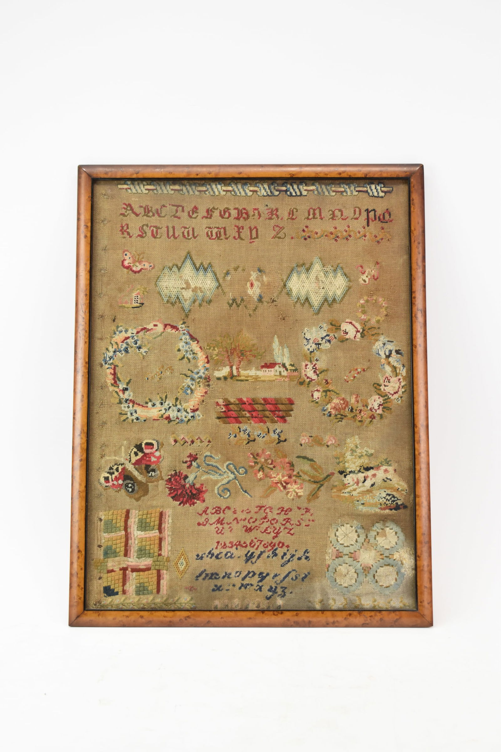 Antique Framed 19th C Needlework Sampler (1 of 8)