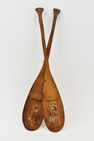 Two Vintage Niagara Falls Indian Souvenir Paddles