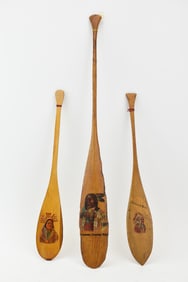 Three Vintage Native American Souvenir Paddles