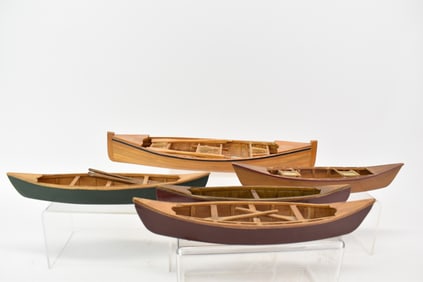 Group of Five Diminutive Wooden Canoes