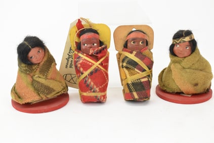 Three Vintage Skookum Children's Dolls
