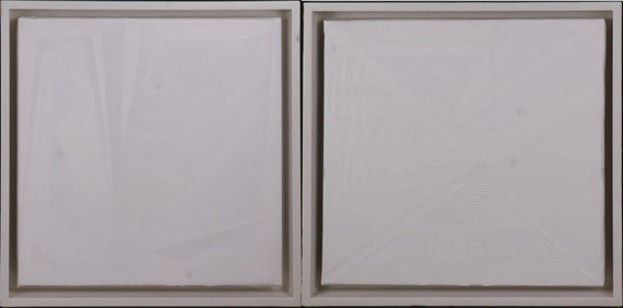 Pair of White Abstracts, Oil on Canvas
