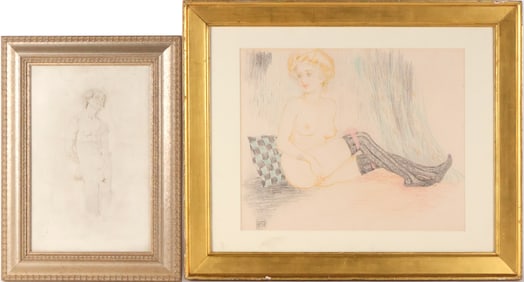 List, Reclining Nude Woman, Colored Pencil on Paper