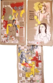 Gilbert et Luis , Three Graffiti Paintings, Mixed Media on Burlap