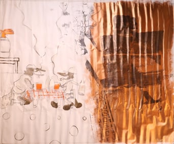 Janvier, Two Figures at Table, Oil on Canvas