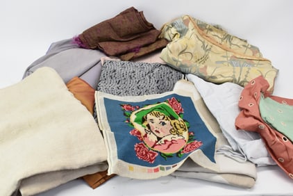 Large Group of Fabric, Shams, and Textiles