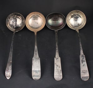 Four Irish and Scottish Sterling Silver Ladles