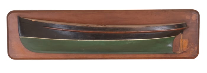 English Painted and Polychrome-Decorated Half Hull Model of a Tugboat