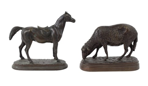 After Rosa Bonheur, French 1822-1899, Grazing Sheep, Bronze