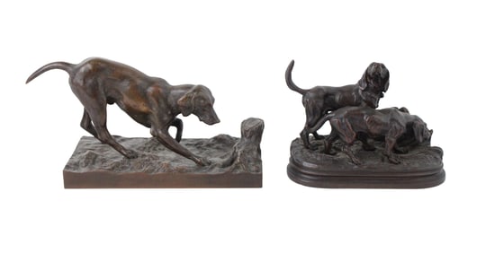 After Antoine-Louis Barye, French 1795-1875, Hunting Dog, Bronze