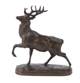 After Antoine-Louis Barye, French 1795-1875, Elk, Bronze