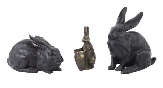 Three Rabbits, Cast and Patinated Bronze