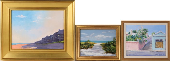 Diana Amos, Tropical Houses, Oil on Canvas