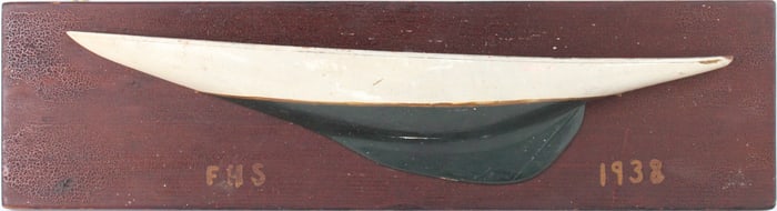 Vintage Half Model Yacht, Initialed F.H.S.