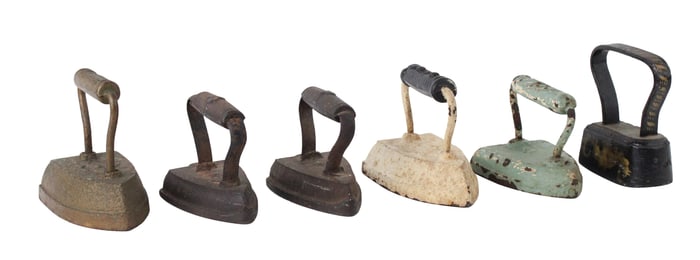 Group of Six Cast-Iron Flat Irons