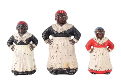 Three Painted Cast-Iron Aunt Jemima Doorstops
