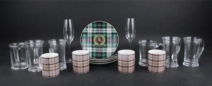 Six Simon Pearce Colorless Glass Mugs