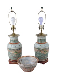 Pair of "Thirteen Factories of Guangzhou" Porcelain Vases